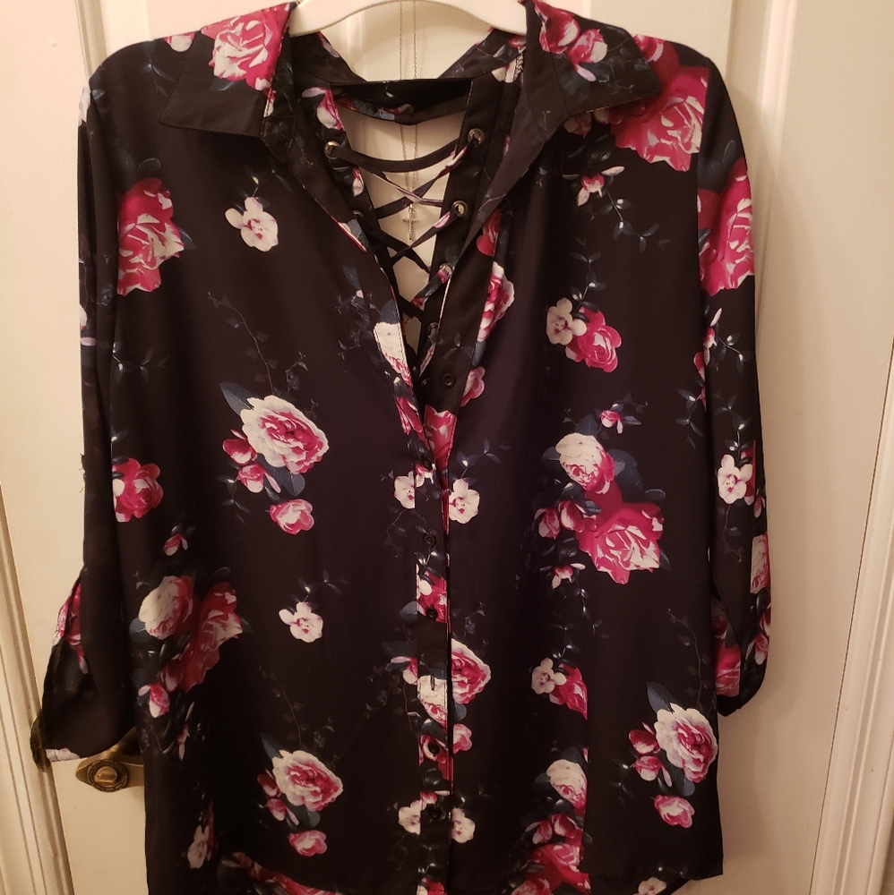 Womens Floral Flowy Blouse Size XL